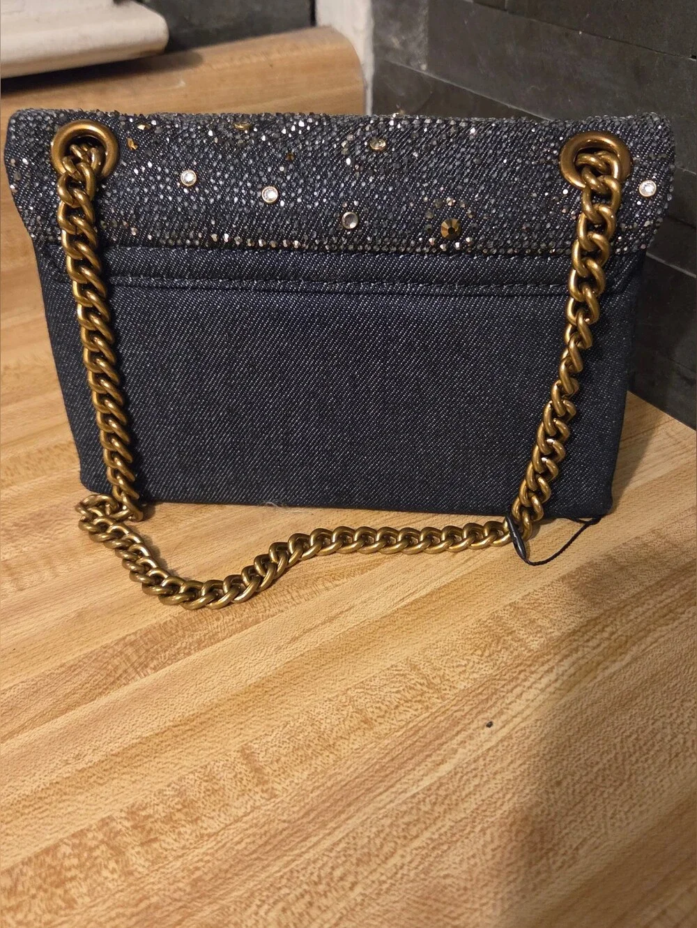 Kurt Geiger NWT Denim Paisley Rhinestone Brixton & Dustbag
